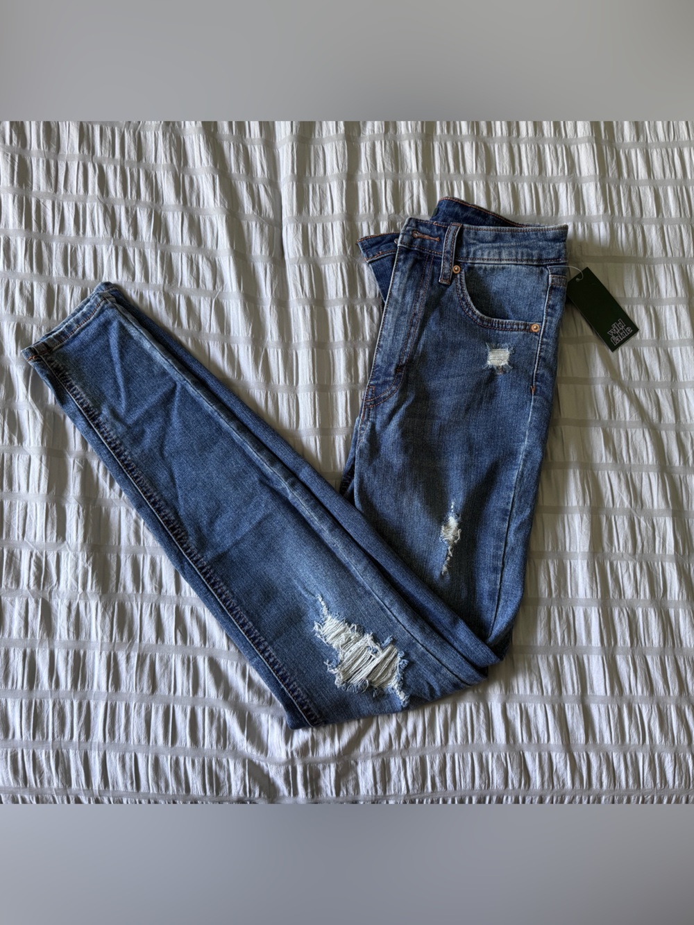 wild fable Distressed Skinny Jeans in Blue Wash
